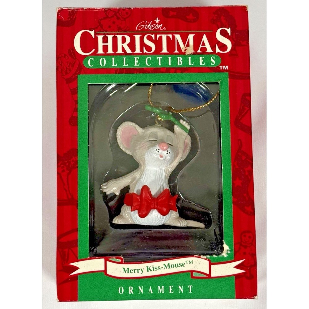 Gibson Merry Kiss Mouse Ornament 1995 Suzy's Zoo Vintage Box